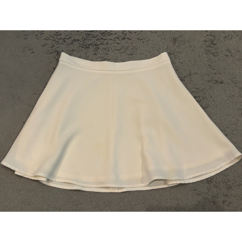 Express Ivory White Skater Mini Skirt High Waisted Flowy Crepe Size 4